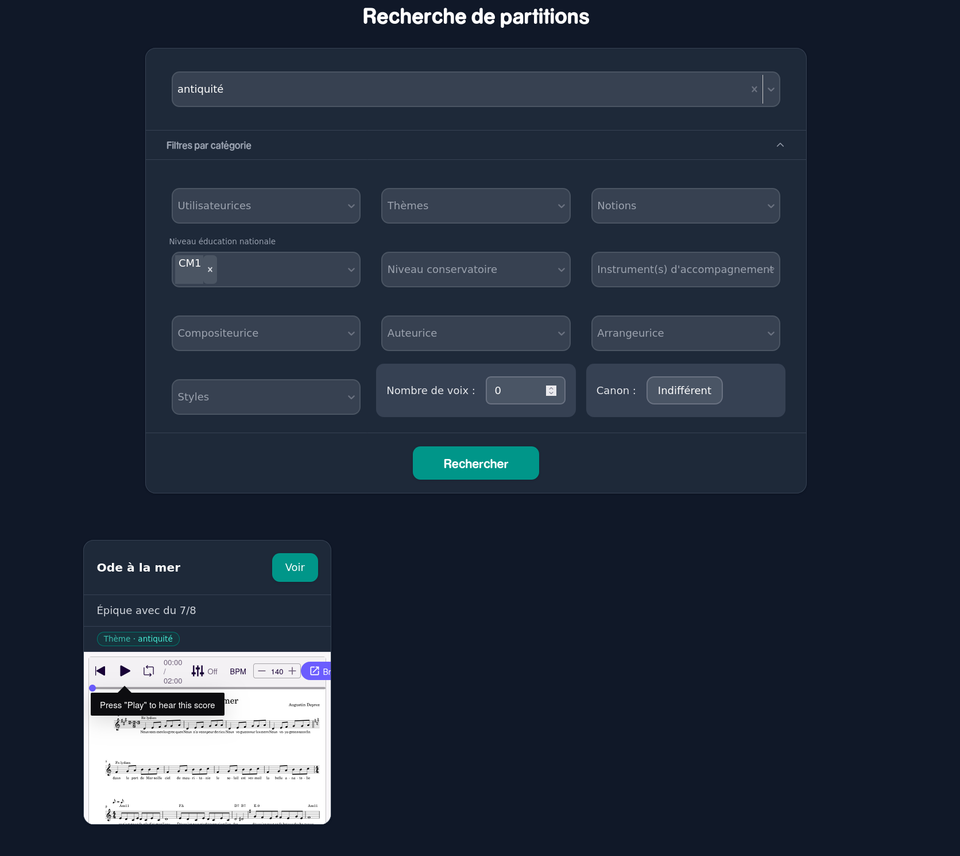 Comment trouver une partition sur l'antiquité pour des CM1?